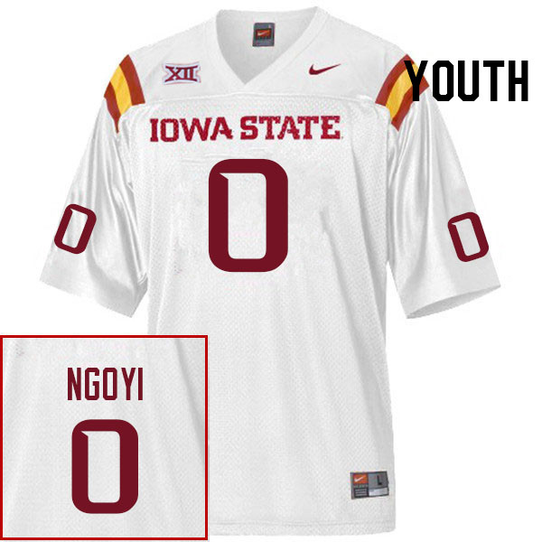 Youth #0 Beni Ngoyi Iowa State Cyclones College Football Jerseys Stitched Sale-White - Click Image to Close